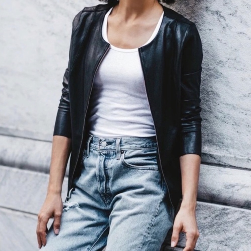 SPANX Black Leather-Look Moto Jacket